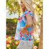American Shiying Flower V-neck Short Sleeve T-shirt Women 2025 Summer New Thin Loose Frill Pullover