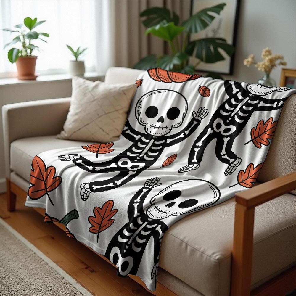 Autumn Pinecone Pumpkin Anime Cartoon Flannel Blanket Soft Warm Throw for Bedroom Sofa Car Kids Holiday Gift