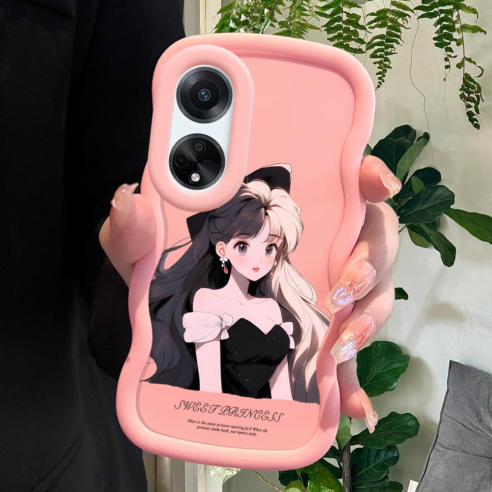 

Окрашенный узор Big Wave Edge Мягкий силиконовый материал Macaron чехол для телефона противоударный защитный резиновый чехол для OPPO Reno Realme Realme P1 5G розовый