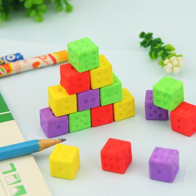 4 Piece/set Novelty Dice Shaped Erasers 3D Candy Color Rubber Toy Kawaii Stationery School Office Supplies