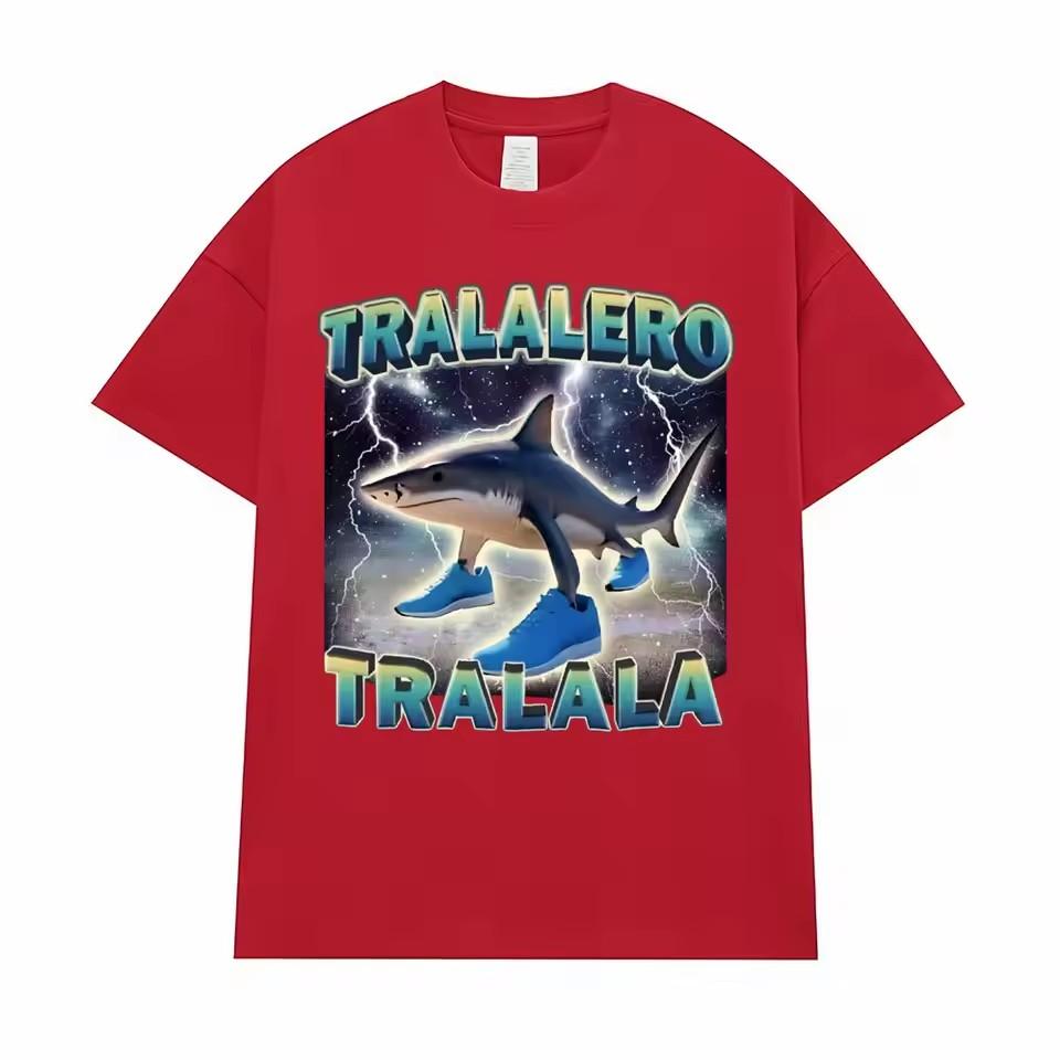 Tralalero Tralala Bootleg Brainrot Italian Brainrot Meme T-Shirt Funny Shark Graphic High Quality Cotton Short Sleeve T Shirt