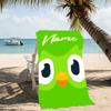 Customizable personalized beach towels Duolingo themed designs.Suitable for the beach, yoga, sports;ideal as beach accessories