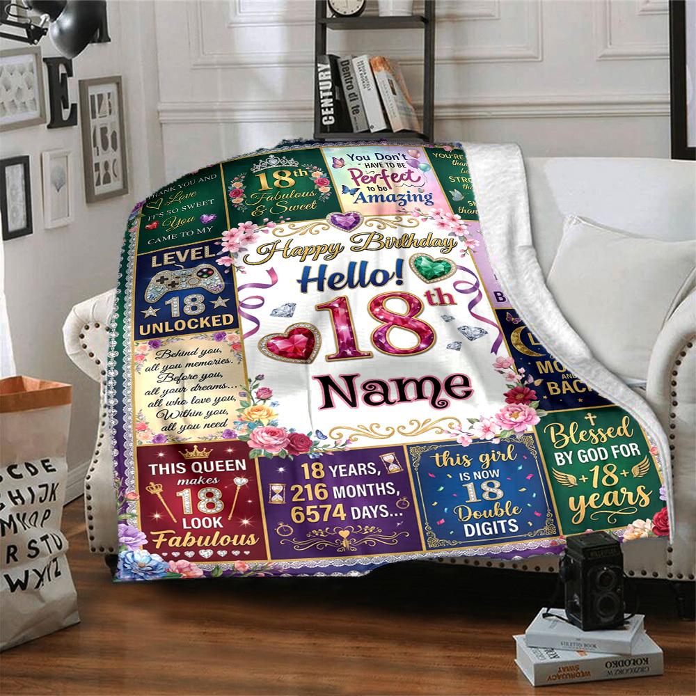 Happy 60Th Birthday Personalized Blanket Customize Your Name Comfortable Versatile For Picnics Outdoor Travel And Camping Sofa Office Four Seasons