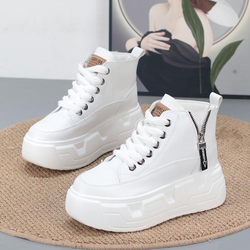 Mode 8CM Platå Sneakers för Kvinnor Höga Skor Kilklack Ankelstövlar Kvinnor Fritidsskor Vita Sneakers Promenadskor