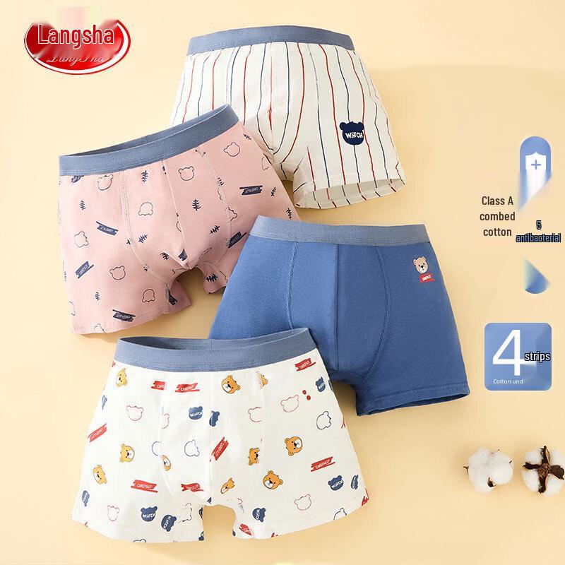 Langsha Boys  Cotton Boxer Briefs 4-Pack 150