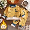 Ropa de invierno para niños, conjunto de ropa interior térmica, además de terciopelo, ropa gruesa para bebés y niñas, traje de pijama para niños