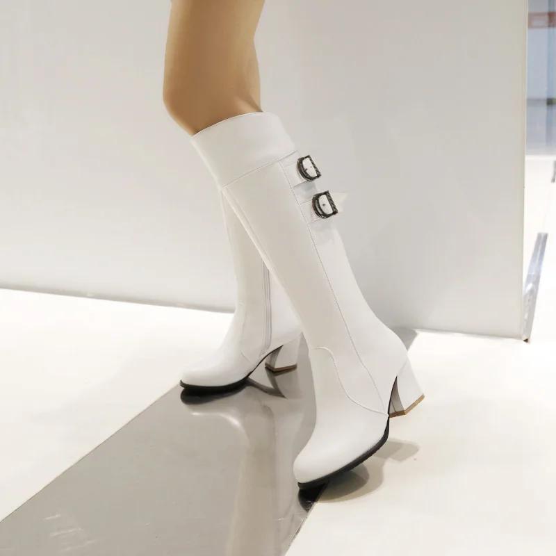 Fashion New Women's Boots Coarse Heel Platform Knight Boots Casual High Heel Medium Tube 52 Large Thickened Women's Boots