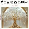 Oversized White Life Tree Wall-mounted - Elegant Polyester Decoration with Golden Branches and White Flowers