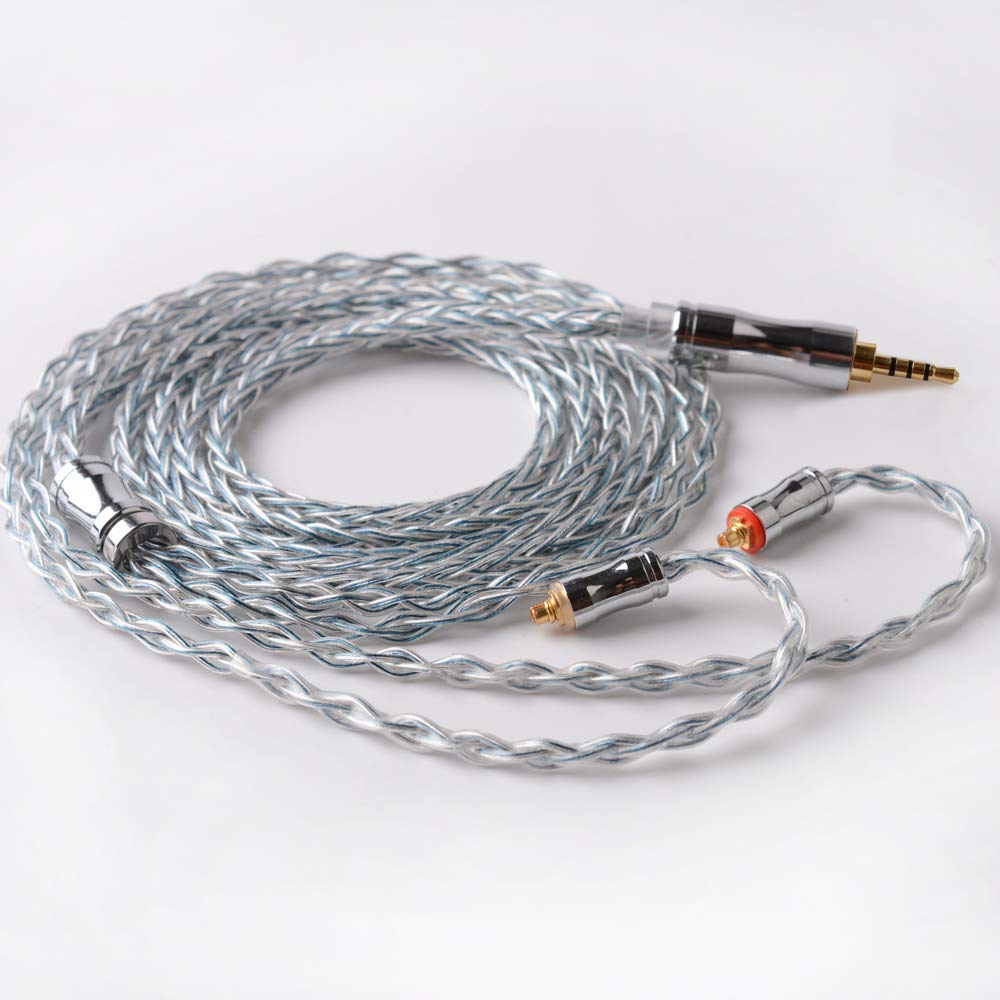 NICEHCK Earphone Audio OFC MMCX Metal Upgrade DIY Earphone Improved Sound Quality C8s-3 8-Core Cable, High-Purity Silver-Plated Copper, 2.5mm Plug,