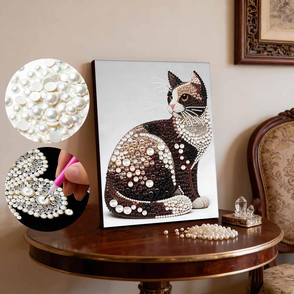 Pearl Painting Kit Domestic Cat Theme Frameless Handicraft DIY Bedroom Decoration Living Room Wall Art Room Decoration Art Craft Decoration