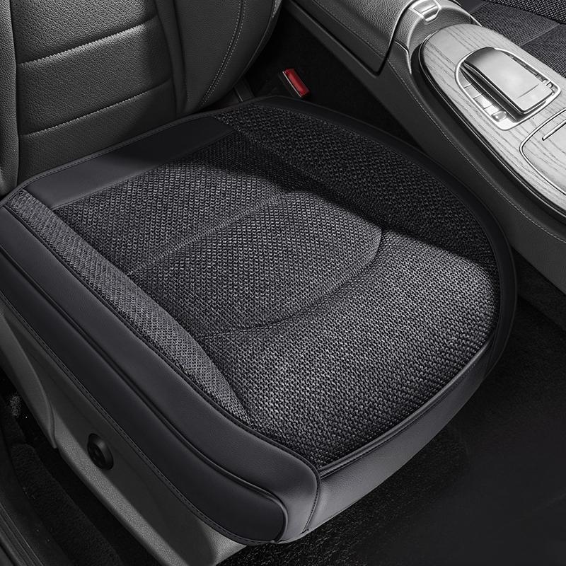 Universal Front Seat Bottom Cushion Cover, Breathable Linen All-Season Easy-Care, Storage Pocket for Phone & Items чёрный