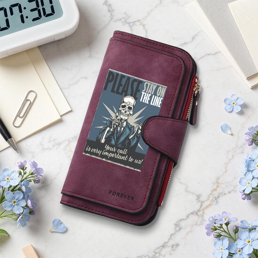 Skull Print Wallet Fashion Casual Multi Card Slot Portable Purse