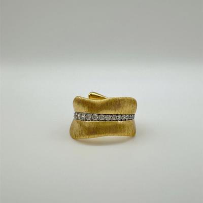 Italian Court Retro Style Luxury  Gold Plated Dinner Party Ring For Women Noble Aaa Zircon Band Promise Ring Trendy Jewelry