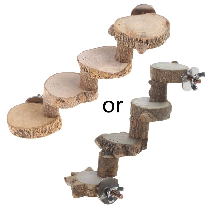 Bird Platform Perch Natural Wood Stand for Large Parrot 4 Steps Climbing Ladder 1