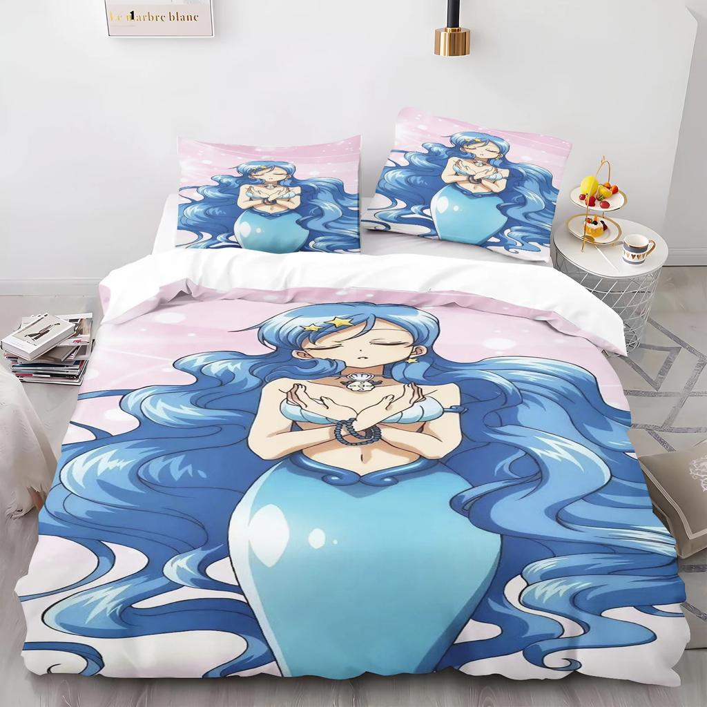 Cartoon Mermaid Melody Duvet Cover And Pillowcase Set for Adults And Children Bedroom Decoration Single Double Large Size