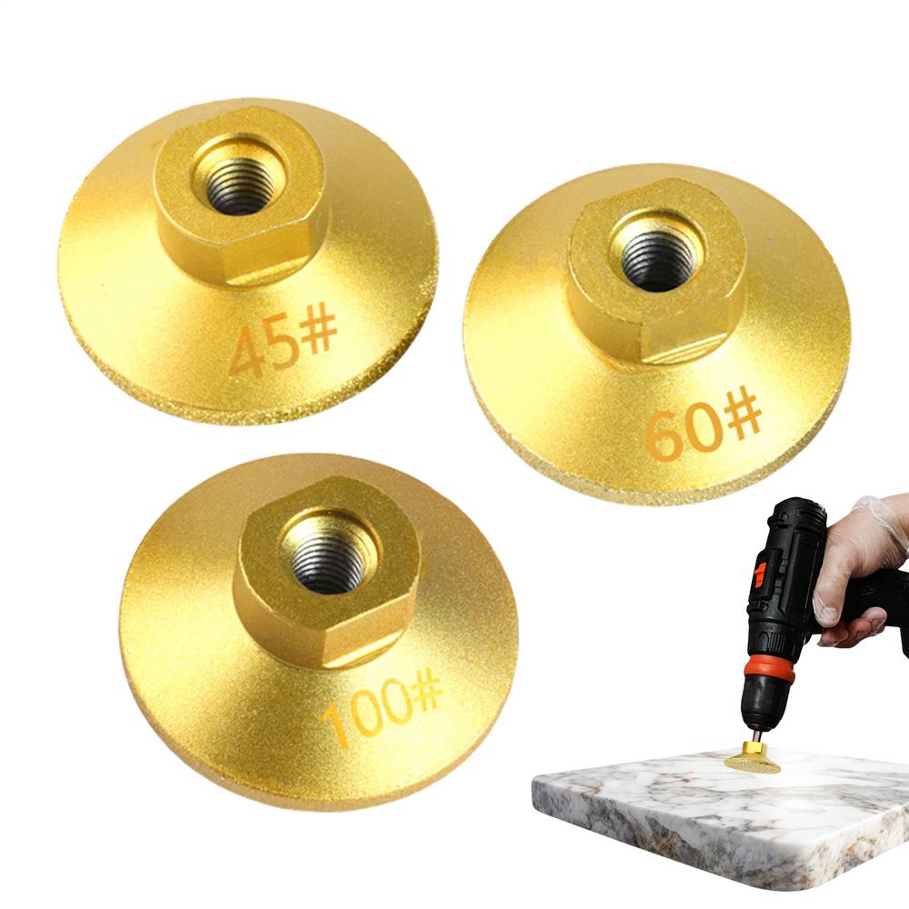 Flat Grinding Head M10 Stone Counter Top Grinder Discs Brazed Flat Grinding Head Replacement For Craftsmen Enthusiasts Set Of 3