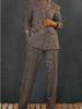 Women's Grid Coat Suit New Style Loose Fit Long Pants Set Outfit