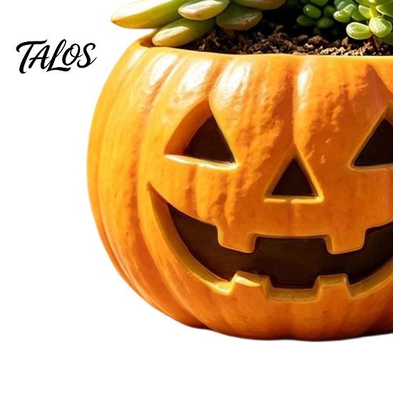 Pumpkin Shape Decor for Desktop Bookshelf Halloween Planter, Resin Jack-O-Lantern Flower Pot, Decorative Weatherproof Pot Flowers Plant Succulents
