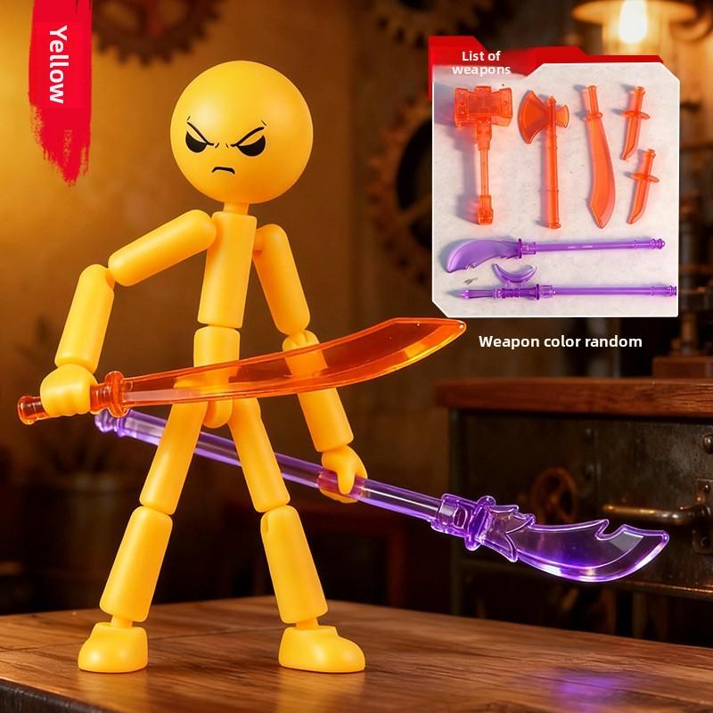 1 Set Novelty Action Figure Stickman Assembled Robot Movable 3d Printing Mannequin Multi-jointed Stickman Toy