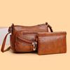 New Shoulder Messenger Bag Soft Leather Small Square Bag Multi-function Multi-compartment Medium Backpack Women's Bag Mobile Phone