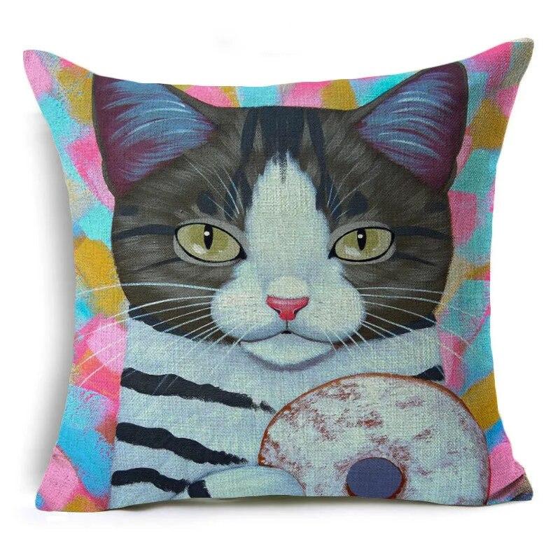 Cute Cartoon Animal Pet Cat Decorative Pillowcase Gift  Sofa Car Office Seat Cushion Cover Bedroom Room Home Decor