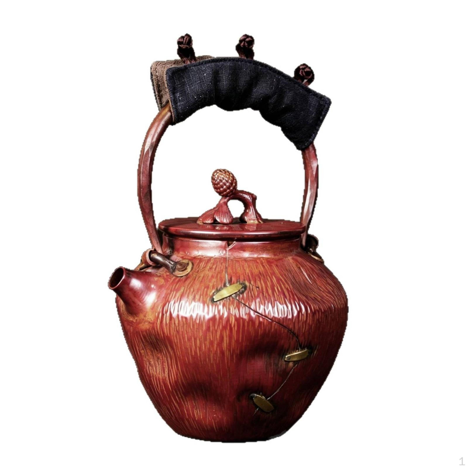 Copper Kettle with Lid Induction Compatible Tea Wrapped Handle Artisanal Handmade