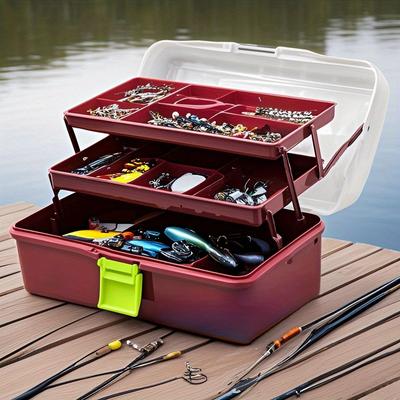 Scatola per Attrezzatura da Pesca Impermeabile a 3 Strati con Chiusura a Scatto, Scomparti Multipli per Esche e Attrezzatura, Ideale per il Campeggio e la Pesca, Attrezzatura da Pesca