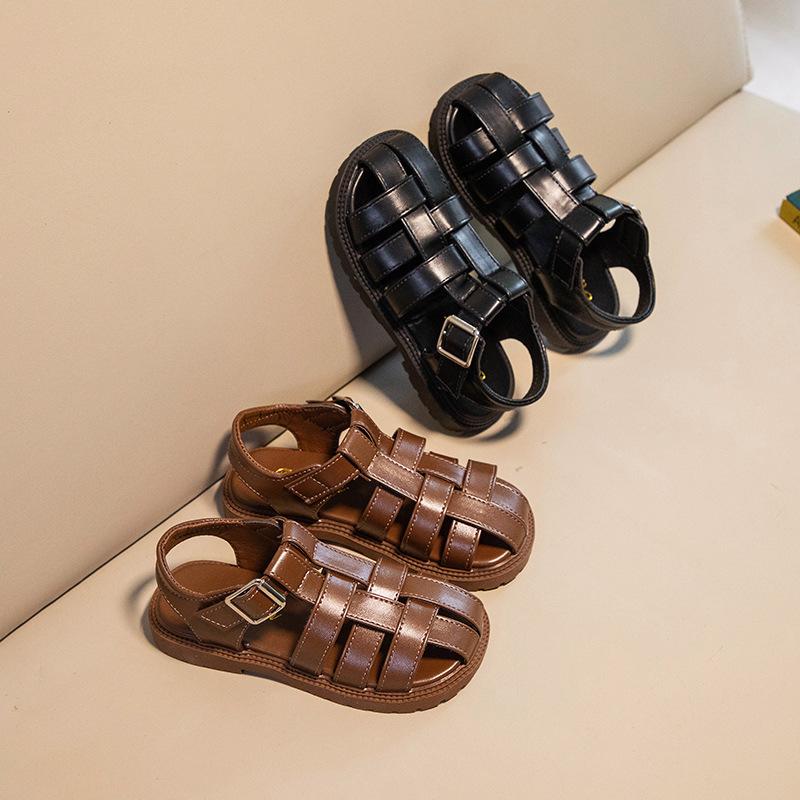 Girls' Sandals2026New Summer Fashionable Closed-Toe Children's Roman Sandals, Korean Style Soft Sole Trendy Princess Shoes
