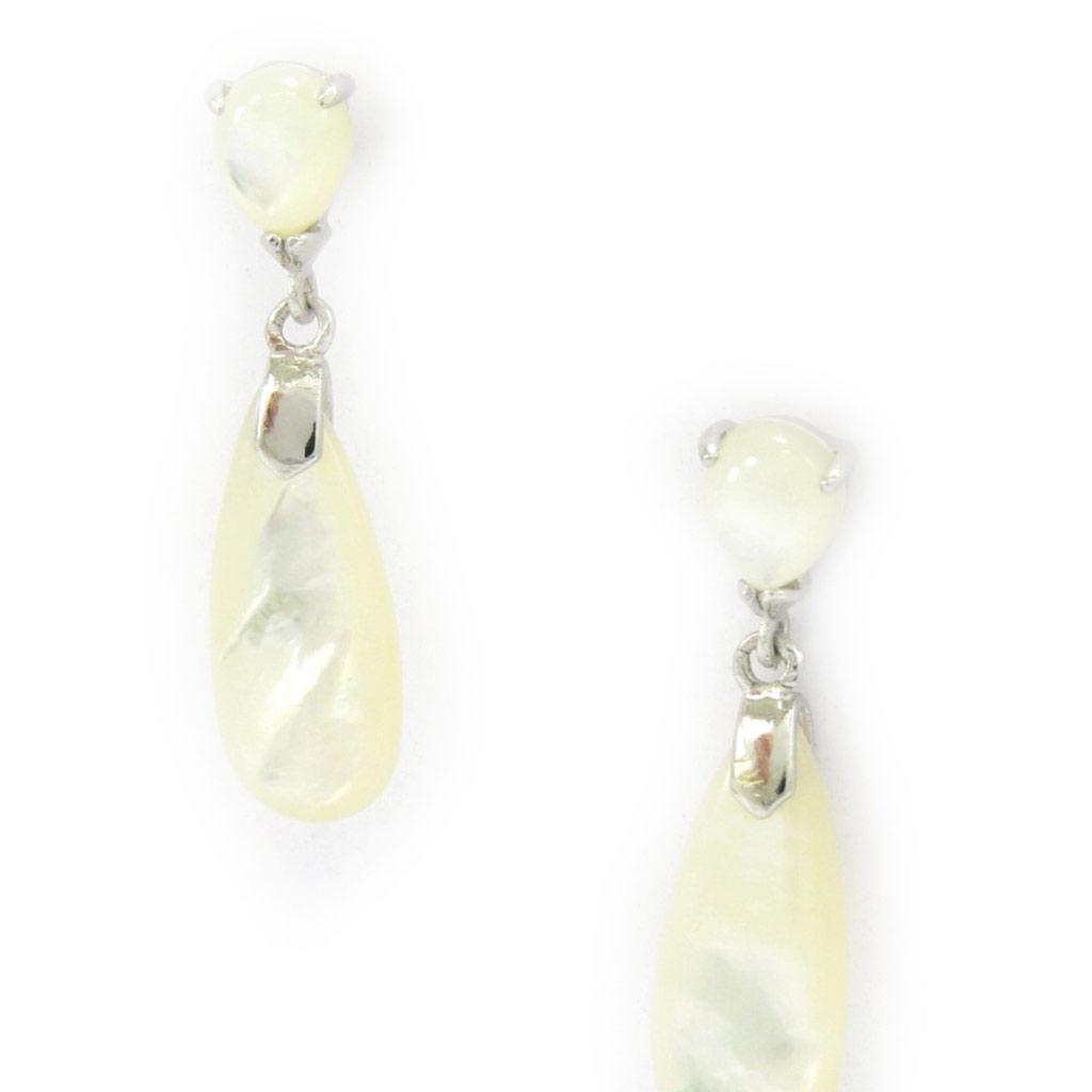 Les Trésors De Lily [G9007] - Silver 'Eva' Mother-of-Pearl Earrings