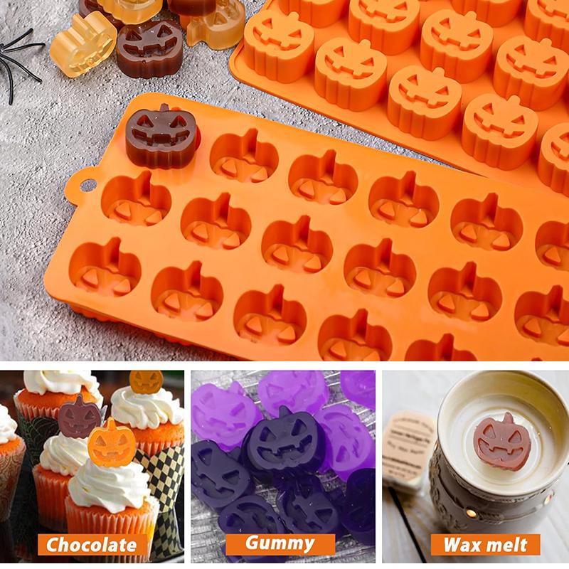 Halloween Nonstick Silicone Pumpkin Skull Bat Ghost Shape Chocolate Candy Food Baking Tray Pudding Cookie Cake Mould