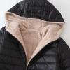 Women's Mid Length Autumn and Winter Plush Warm and Slim Fitting Cotton Jacket, Women's Oversized Casual Hooded Jacket