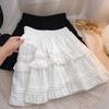 White Ruffled Short Skirt for Women - 2025 Summer Slim Fit, High Waist, Anti-Exposure Design
