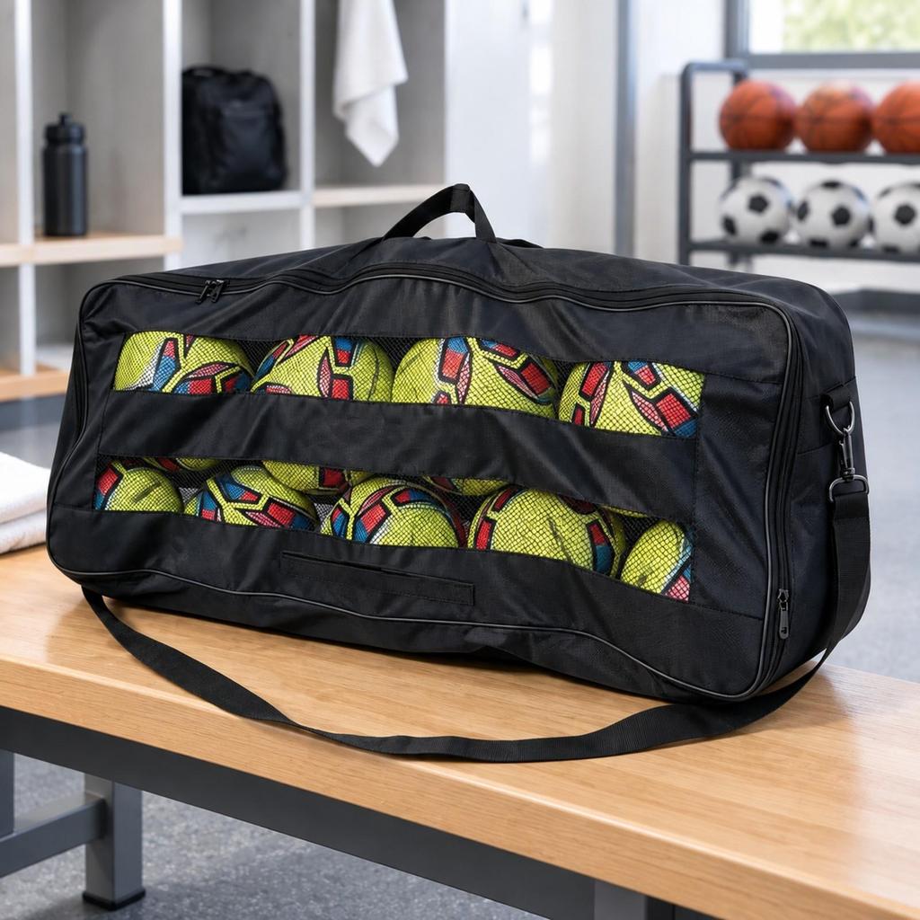 Athletic Gear Bag with Mesh Windows Adjustable Sports Ball Shoulder