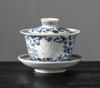140ml Chinese Blue and White Porcelain Gaiwan Handmade Ceramic Tea Tureen Teacup Household Tea Bowl Travel Portable Teaware