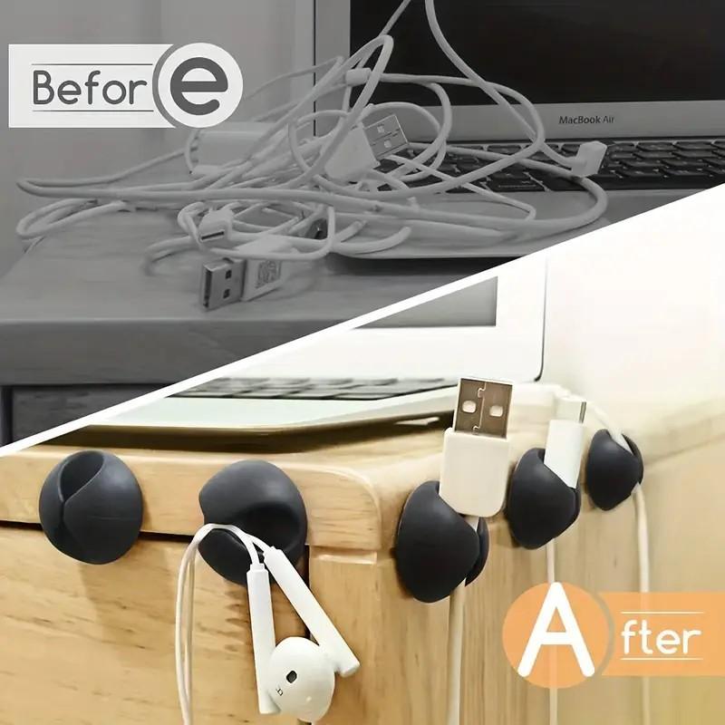 10Pcs Cable Clips Silicone Cable Organizer Desktop Wire Storage Charger Cord Holder for Car USB Charging Tablet Wire