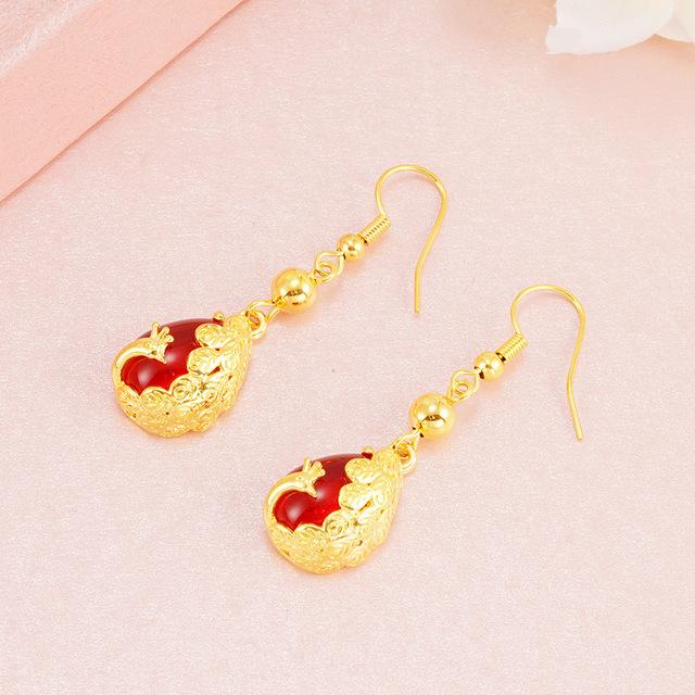 

Модные этнические женские золотые павлиньи имитация зеленого халцедона драгоценные камни кисточки серьги ювелирные изделия 41*12MM