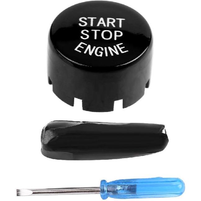 Push Switch Button, Engine Switch Cover, Car Engine One-Button Start Button Fitment for F30 G/F Disk Bottom with Start&Stop(Blue)