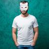 Maschera da Mascherata Non Verniciata con Bordatura Pelosa Rete Adesiva in Tessuto Maschera Facciale da Gatto Maschera Non Verniciata per Fornitura di Halloween