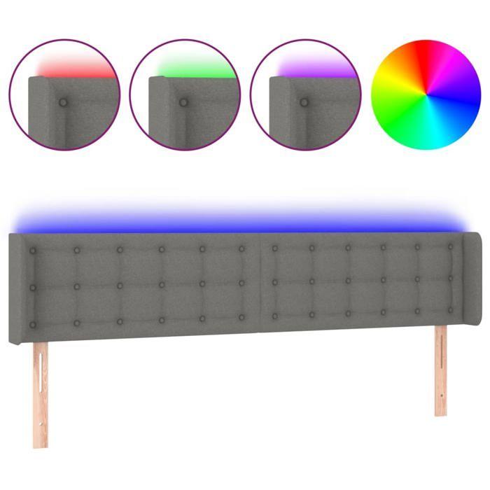 VidaXL LED Headboard Bedroom Furniture Double Bed Accessory Head of Bed Frame Interior Dark Grey 3123693