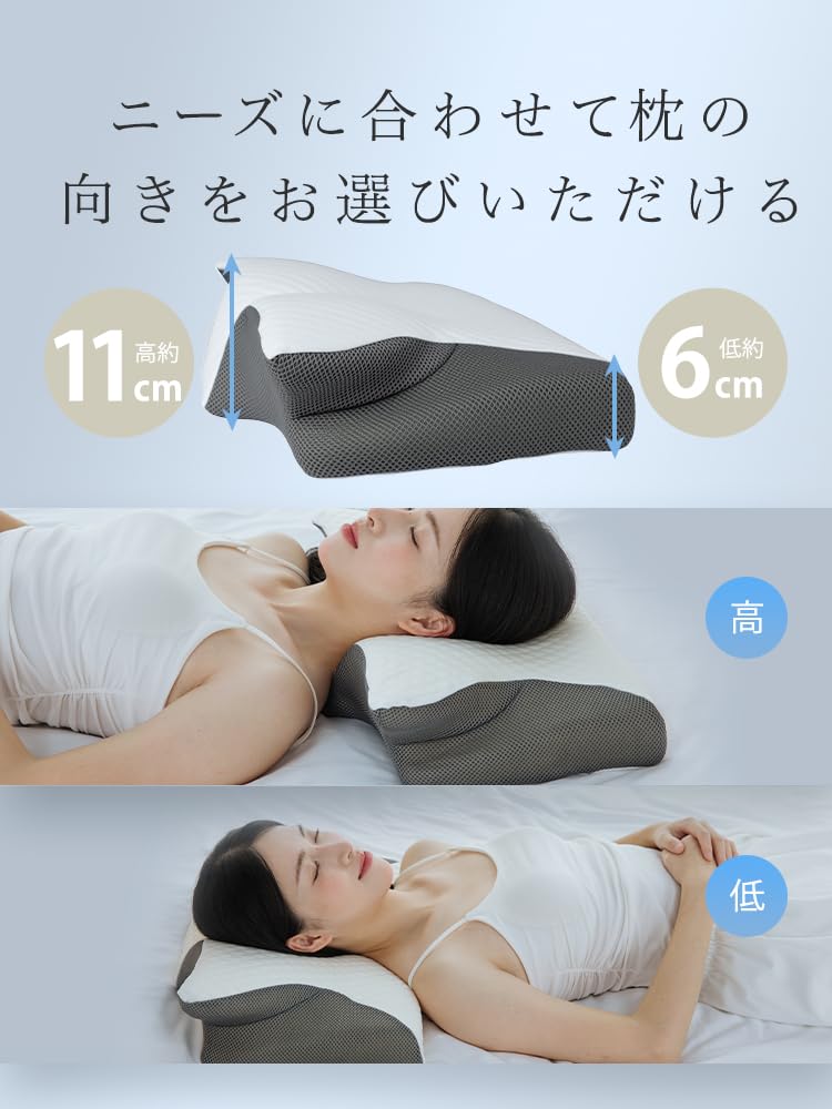 Das Dzx Memory Foam Kissen, Nackenschmerzlinderung, Wahl zwischen niedrig oder hoch, waschbar, geeignet für Seiten- oder Rückenschläfer, atmungsaktives Kissen mit waschbarem