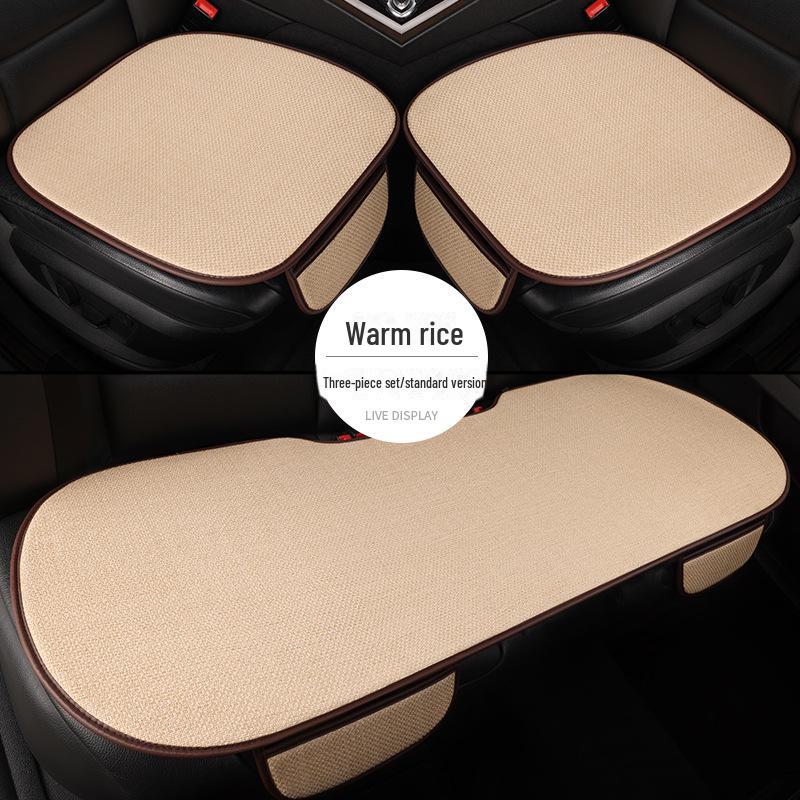 All-Season Light Luxury Ice Silk Linen Car Seat Cushions, Breathable & Non-Slip