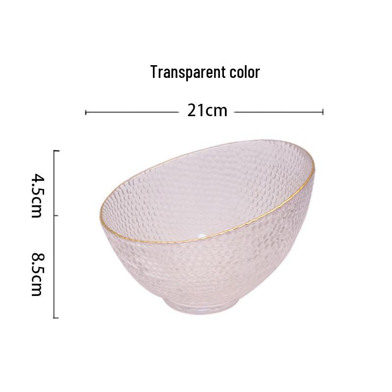 Elegant Gold-Trimmed Slanting Glass Fruit Bowl