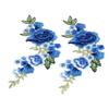 4pcs Colorful Blue Rose Pattern Embroidery Patches Iron on or Sew on Handmade Floral Appliques Iron On Patches DIY Crafts Sewing