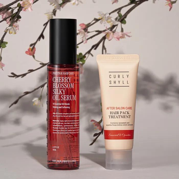 [Gift Wrapping] CURLYSHYLL Cherry Blossom Silky Oil Serum 70ml Treatment 30ml Gift Set