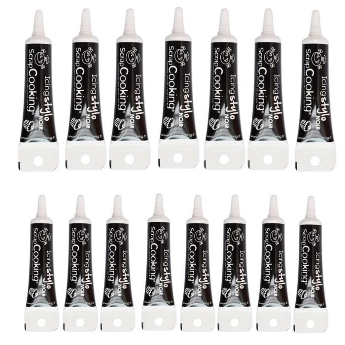 Stylos de glaçage noir - SCRAPCOOKING - Décoration gâteau - 15 stylos - Vanillé