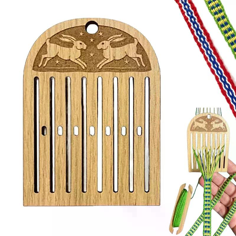 Tissage en bois portable métier à tisser à lamelles rigides métier à tisser à sangle dorsale kit pour débutant pour la fabrication de bracelets, sacs, ceintures et sangles d'appareil photo