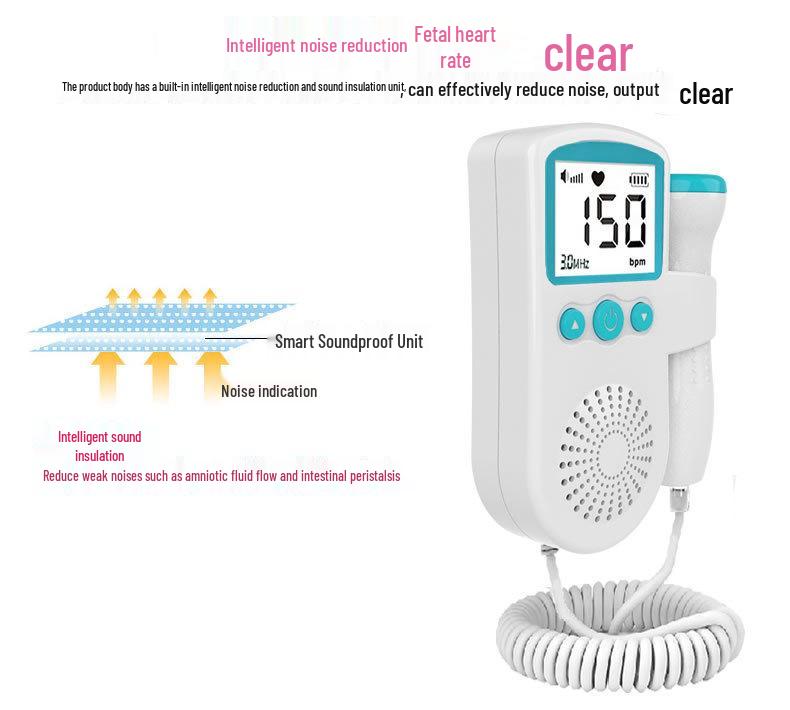 Portable Handheld Fetal Doppler Ultrasound Heart Monitor for Pregnant Women