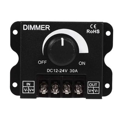 Flicker-Free LED Strip Dimmer & Brightness Controller, 12V/24V 30A Rotary Switch