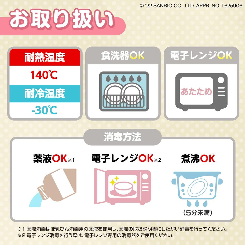 LEC Sanrio Baby Antibacterial Lunch Plate and Boilable - Microwave, Dishwasher,