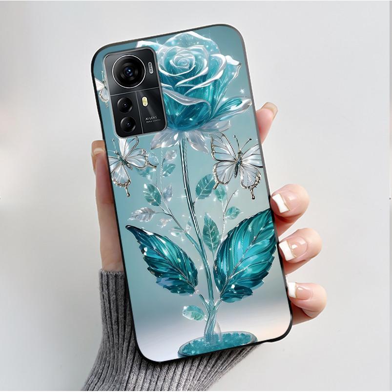 Für ZTE Blade A72S A7050 Hülle Für ZTE Blade V41 Smart Cover Luxus Mode Schmetterling Blume Silikon Weich Schwarz TPU Stoßfänger Schale